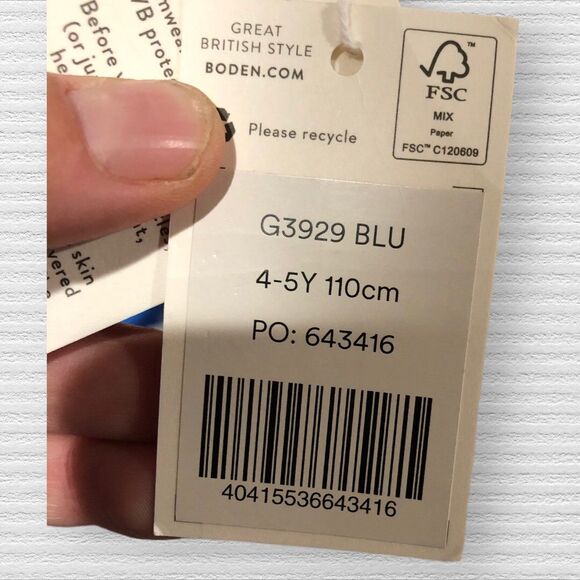 Mini Boden Girls Paisley Swim Top Frill Trim Blue Green NWT 4-5Y - Picture 3 of 4